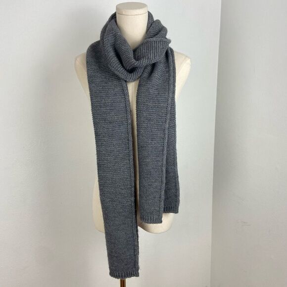 Men’s Gray Knit Wool Blend Scarf Contemporary Hipster Office Work Unisex OS - Picture 2 of 9